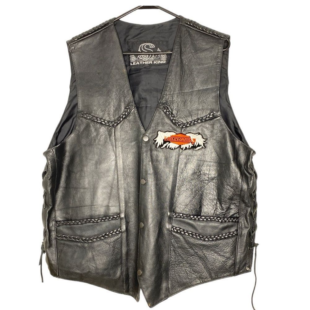 Leather King Harley Davidson Leather Vest Size 50